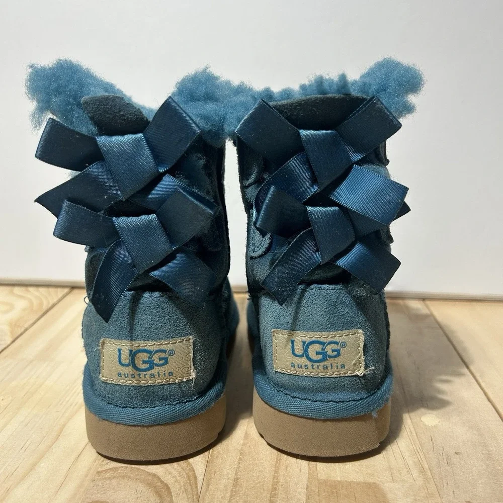 UGG Australia Toddler Bailey Bow II Boot ‎ Sz 7 Ribbon Blue Winter, F27113E